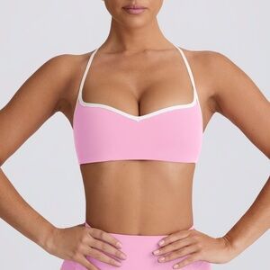Oh polly Bo + tee Soft Active Sweetheart-Neck Sports Bra in baby pink